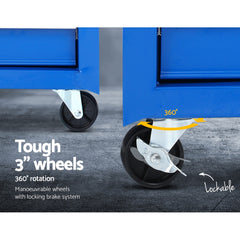 Giantz 7 Drawer Tool Box Cabinet Chest Trolley Storage Garage Toolbox Blue