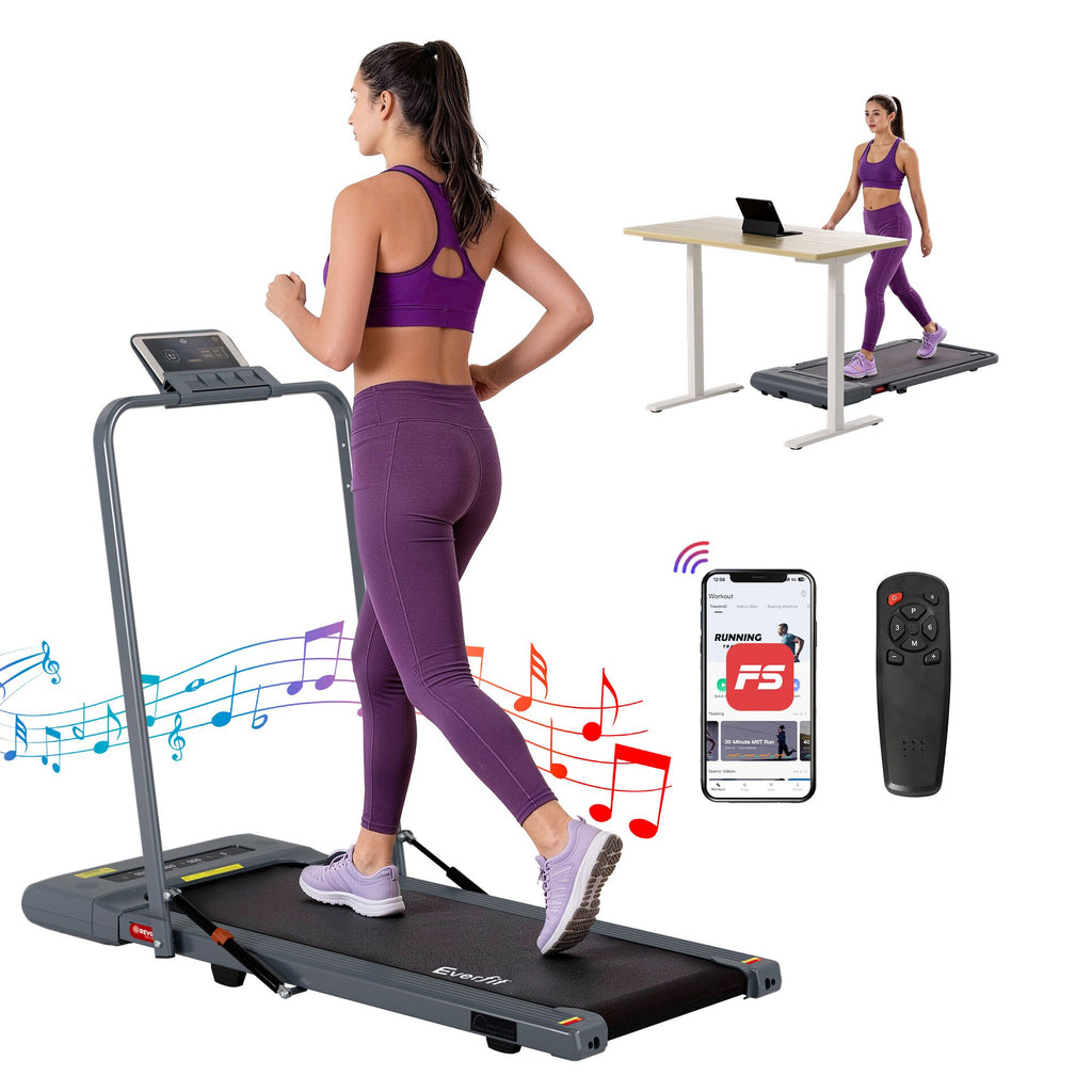 Everfit 2 in 1 Treadmill Electric Walking Pad Under Desk Home Gym Fitness 400mm Grey