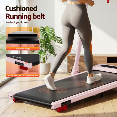 Everfit 3 in 1 Treadmill Electric Walking Pad with Incline Foldable for Home Gym Pink