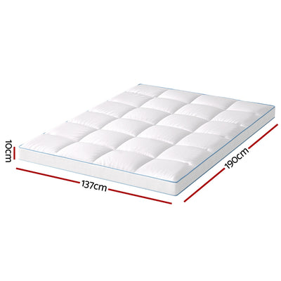 Giselle Bedding 1500GSM Bamboo Pillowtop Mattress Topper 10cm Thick Pad for Back Pain Relief, High Loft Cooling Underlay for Dorm & Guest Bed, 45cm Deep Pocket Double