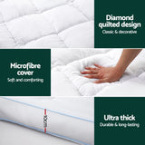 Giselle Bedding 1500GSM Bamboo Pillowtop Mattress Topper 10cm Thick Pad for Back Pain Relief, High Loft Cooling Underlay for Dorm & Guest Bed, 45cm Deep Pocket Double