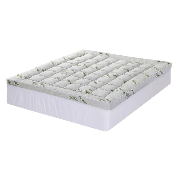 Giselle Bedding 1500GSM Pillowtop Mattress Topper Bamboo Mattress Pad for Back Pain Relief Washable 11cm Thick Bed Cover with 45cm Deep Pocket King