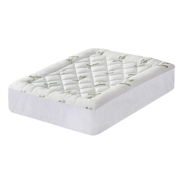 Giselle Bedding 5cm Pillowtop Mattress Topper 1000GSM Thick Soft Bamboo Cooling Pad for Back Pain Relief & Guest Bed, Washable Overfilled Cover with 45cm Deep Pocket Double