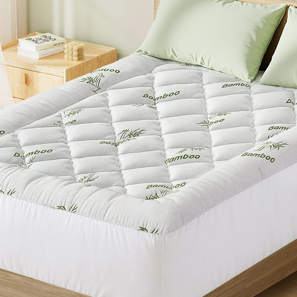 Giselle Bedding 5cm Pillowtop Mattress Topper 1000GSM Thick Soft Bamboo Cooling Pad for Back Pain Relief & Guest Bed, Washable Overfilled Cover with 45cm Deep Pocket Double