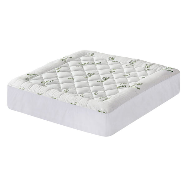 Giselle Bedding 5cm Pillowtop Mattress Topper 1000GSM Thick Soft Bamboo Cooling Pad for Back Pain Relief & Guest Bed, Washable Overfilled Cover with 45cm Deep Pocket King