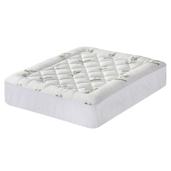 Giselle Bedding 5cm Pillowtop Mattress Topper 1000GSM Thick Soft Bamboo Cooling Pad for Back Pain Relief & Guest Bed, Washable Overfilled Cover with 45cm Deep Pocket Queen