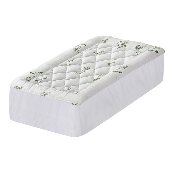 Giselle Bedding 5cm Pillowtop Mattress Topper 1000GSM Thick Soft Bamboo Cooling Pad for Back Pain Relief & Guest Bed, Washable Overfilled Cover with 45cm Deep Pocket Single