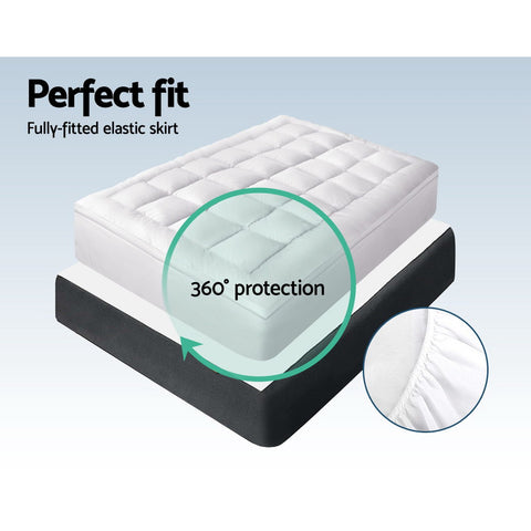 Giselle Bedding 5cm Bamboo Pillowtop Mattress Topper 1000GSM Mattress Pad for Back Pain Relief Washable Breathable Protector with 45cm Deep Pocket Queen