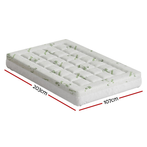 Giselle Bedding Pillowtop Mattress Topper 7.5cm Thick Bamboo Pad for Back Pain Relief Washable Skin-friendly Bed Protector with 45cm Deep Pocket King Single
