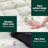 Giselle Bedding Pillowtop Mattress Topper 7.5cm Thick Bamboo Pad for Back Pain Relief Washable Skin-friendly Bed Protector with 45cm Deep Pocket Queen