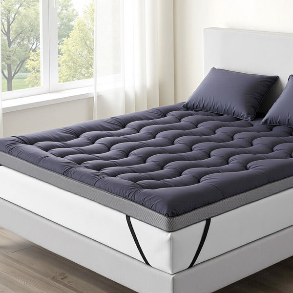 Giselle Bedding 5cm Pillowtop Topper Bamboo Polyester Blend Fibre Pad for Back Pain Relief Washable Overfilled Bed Protector 500GSM King