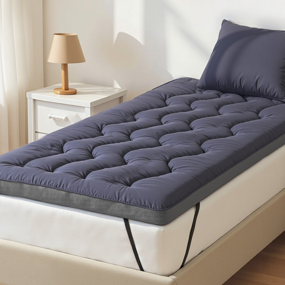 Giselle Bedding 5cm Pillowtop Topper Bamboo Polyester Blend Fibre Pad for Back Pain Relief Washable Overfilled Bed Protector 500GSM Single