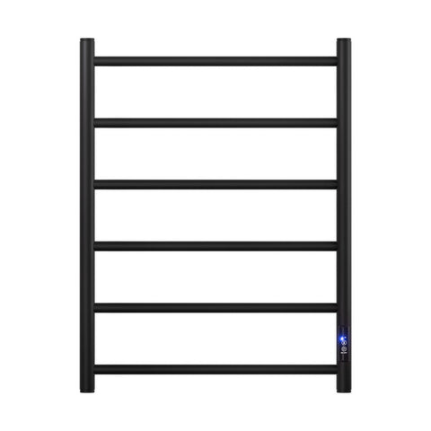 Devanti Heated Towel Rail 6 Round Bars  with Timer Electric Heater Warmer Rack