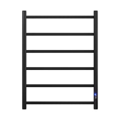Devanti Heated Towel Rail 6 Round Bars  with Timer Electric Heater Warmer Rack