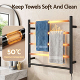 Devanti Electric Heated Towel Rail Rack 5 Bars Wall Mounted Clothes Dry Warmer