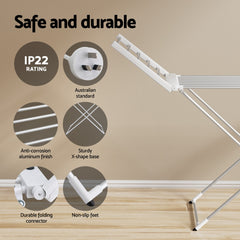 Devanti Foldable Electric Heated Towel Rail Rack with 24H Timer