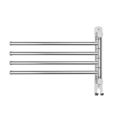 Towel Rail Rack Holder 4 Bars Wall Mounted Stainless Steel Swivel Hanging Hook