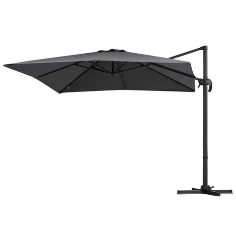 Instahut Outdoor Umbrella 3m Umbrellas Cantilever Stand Sun Roma 360 Degree Charcoal