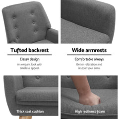 Artiss Armchair Linen Fabric Grey Charcoal