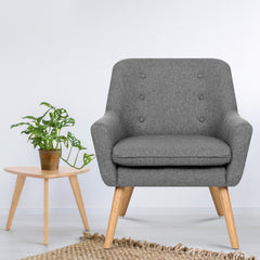 Artiss Armchair Linen Fabric Grey Charcoal