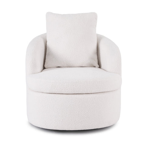 Artiss Round Swivel Armchair Extra Pillow White