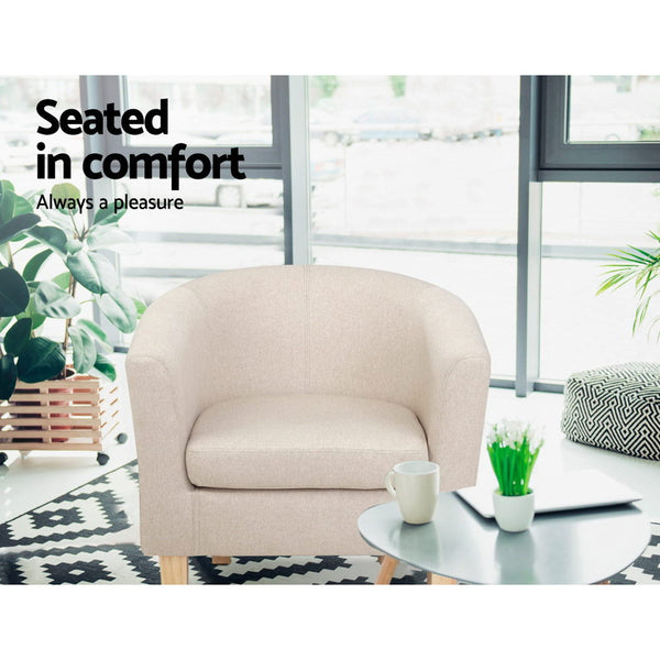 Artiss Armchair Tub Chair Beige Abby