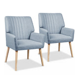 Artiss 2X Armchair Fabric Blue Grey