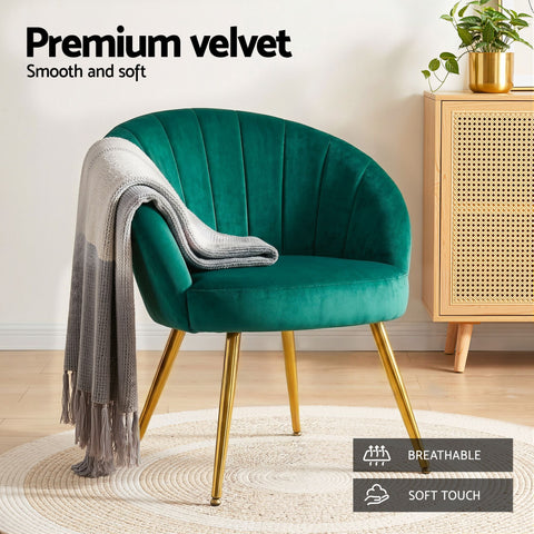 Artiss Armchair Velvet Green Eloise