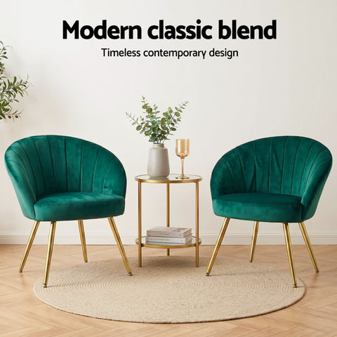Artiss Armchair Velvet Green Eloise