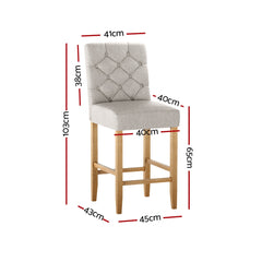 Artiss 2x Bar Stools Linen Upholstered Chairs