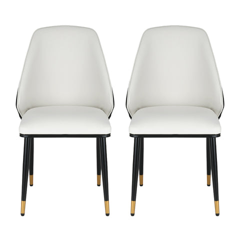 Artiss Dining Chairs Set of 2 Leather Seat Beige and Black