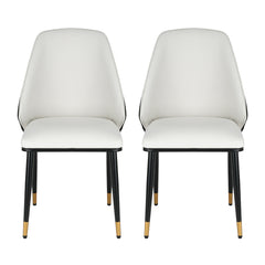 Artiss Dining Chairs Set of 2 Leather Seat Beige and Black