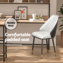 Artiss Dining Chairs Set of 2 Leather Seat Beige and Black