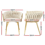 1 Artiss Dining Chair Velvet Armchair Beige