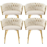 1 Set of 4 Artiss Dining Chairs Velvet Armchair Beige