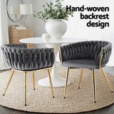 1 Set of 4 Artiss Dining Chairs Velvet Armchair Grey