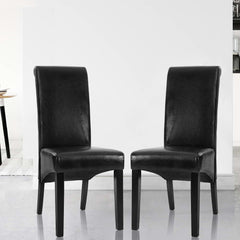 Artiss Dining Chairs Set of 2 Leather Parsons Chair Black