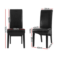 Artiss Dining Chairs Set of 2 Leather Parsons Chair Black