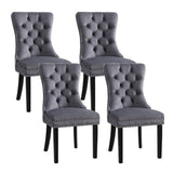 1 Set of 4 Artiss Dining Chairs Grey Velvet