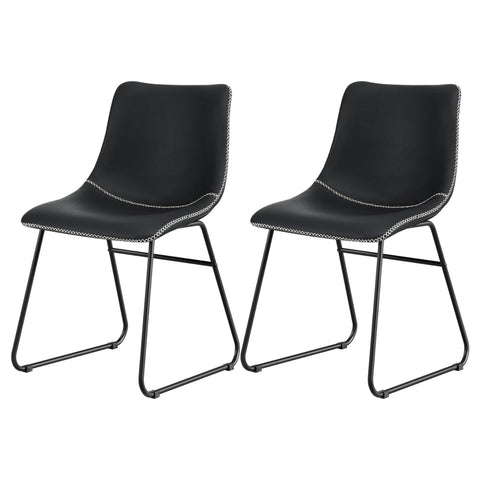 Artiss 2x Dining Chairs Retro PU Leather Kitchen Lounge Cafe Accent Chair Black