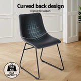 Artiss 2x Dining Chairs Retro PU Leather Kitchen Lounge Cafe Accent Chair Black