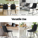 Artiss 2x Dining Chairs Retro PU Leather Kitchen Lounge Cafe Accent Chair Black