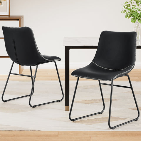 Artiss 2x Dining Chairs Retro PU Leather Kitchen Lounge Cafe Accent Chair Black