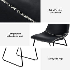 Artiss 4x Dining Chairs Retro PU Leather Kitchen Lounge Cafe Accent Chair Black