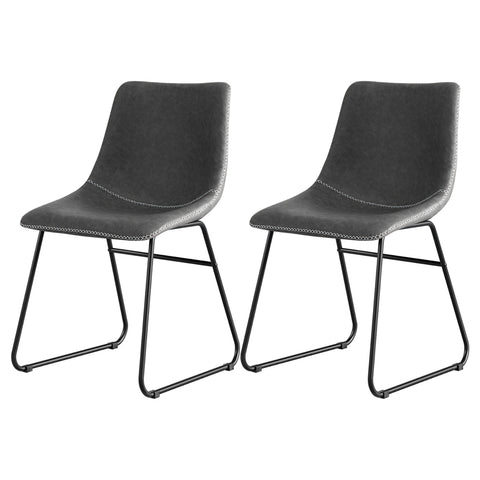 Artiss 2x Dining Chairs Retro PU Leather Kitchen Lounge Cafe Accent Chair Grey