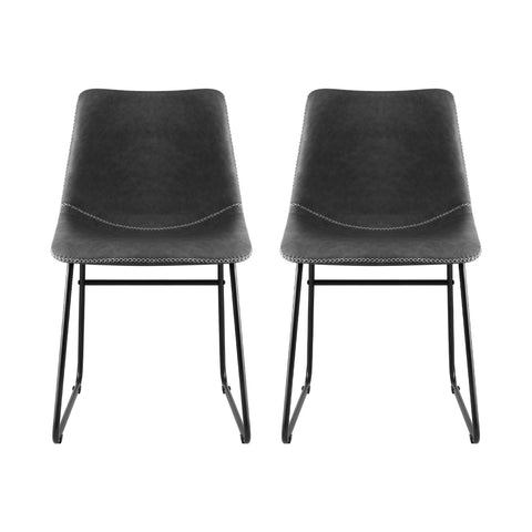 Artiss 2x Dining Chairs Retro PU Leather Kitchen Lounge Cafe Accent Chair Grey