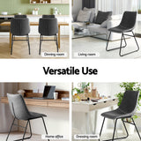 Artiss 2x Dining Chairs Retro PU Leather Kitchen Lounge Cafe Accent Chair Grey