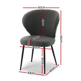 Artiss 4x Dining Chairs Sherpa Boucle Wing Back Grey