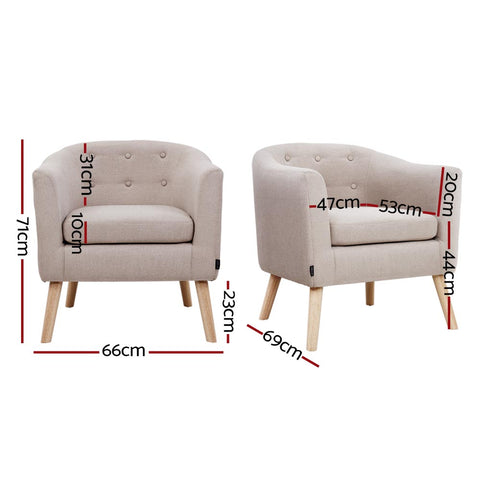 Artiss Armchair Tub Chair Beige Adora