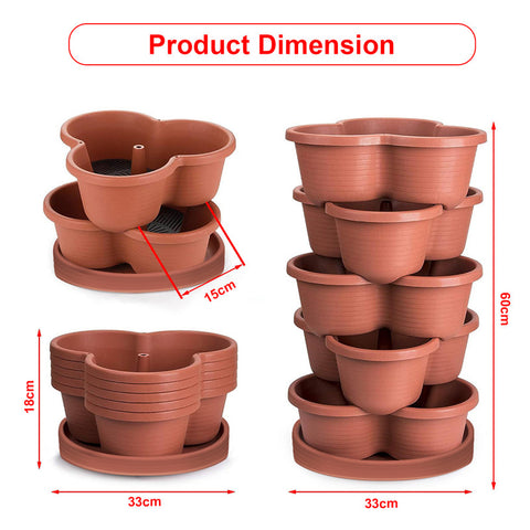 Hivvago 5-Tier Vertical Garden Planter – Stackable Indoor/Outdoor Pot with Base